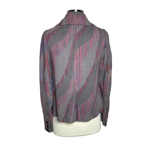 Anthropologie Idra Gray Multicolor Button Front Blazer No Belt - Picture 3 of 9